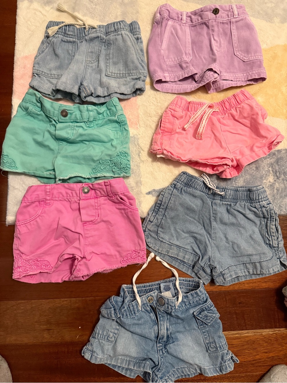 Kids Elastic-Waist Shorts Pack - Pink, Light Blue, Lavender, Mint, Coral